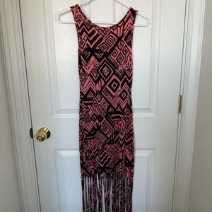 Printed Pink Fringe Dress